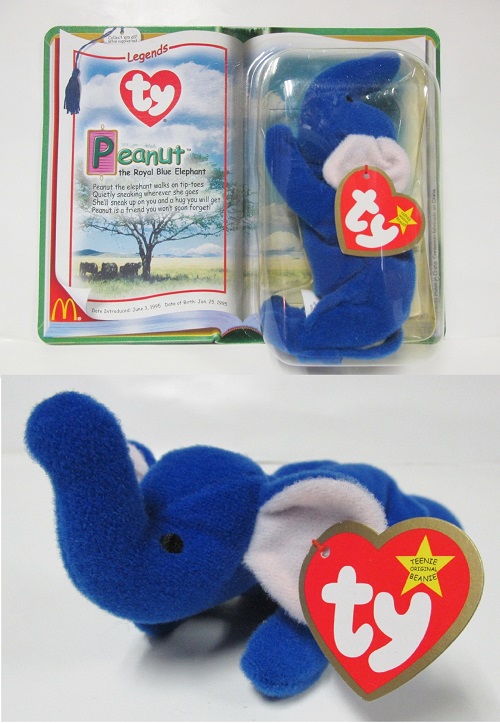 Peanut, Royal Blue Elephant<br>Ty Teenie Beanie Baby<br>(Click on picture for full details)<br>